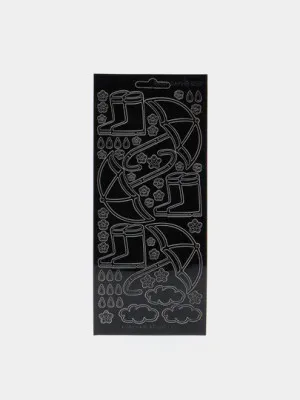 Контурные наклейки JEJE  "Дождливые дни", лист 10 x 24.5 см, цвет черный JE357813