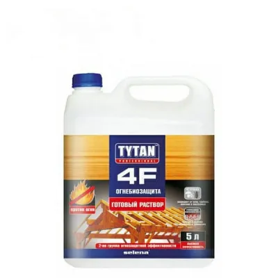 TYTAN 4F Огнебиозащитный готовый раствор для древесины (бесцветный,красный)5л