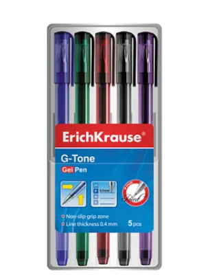 Ручка гелевая ErichKrause® G-Tone (футляр 5 шт.)